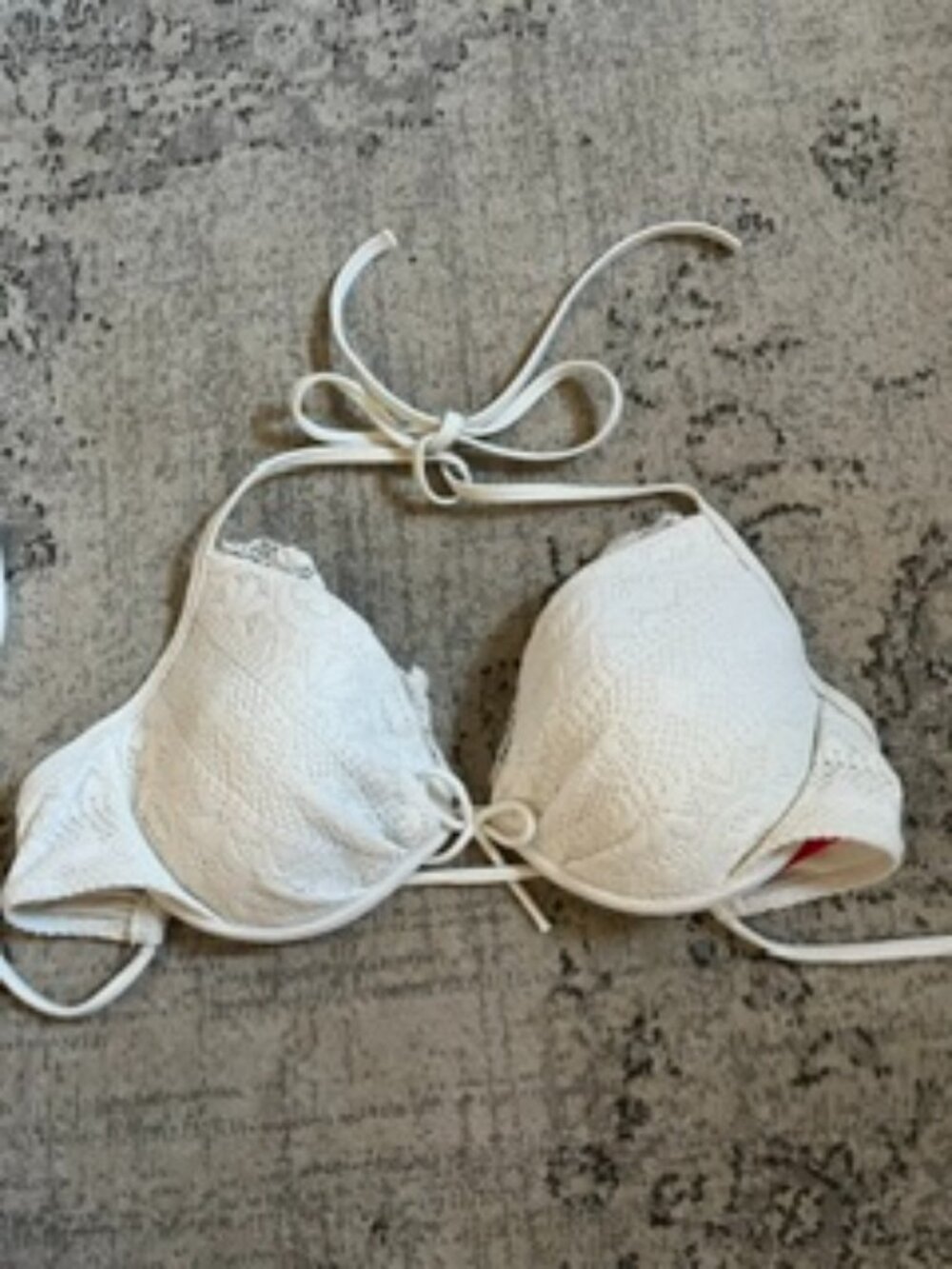 🧡3/$15 Victoria's Secret Push-Up White Lace Bikini Top 34C